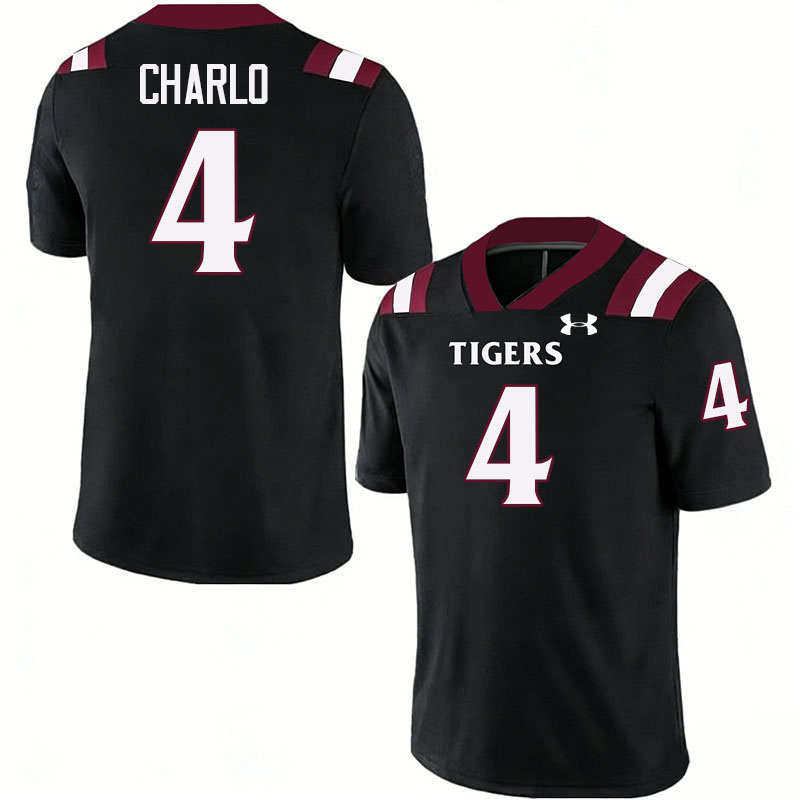 Texas Southern Tigers #4 Kerien Charlo College Football Jersey,Uniforms Stitched-Black